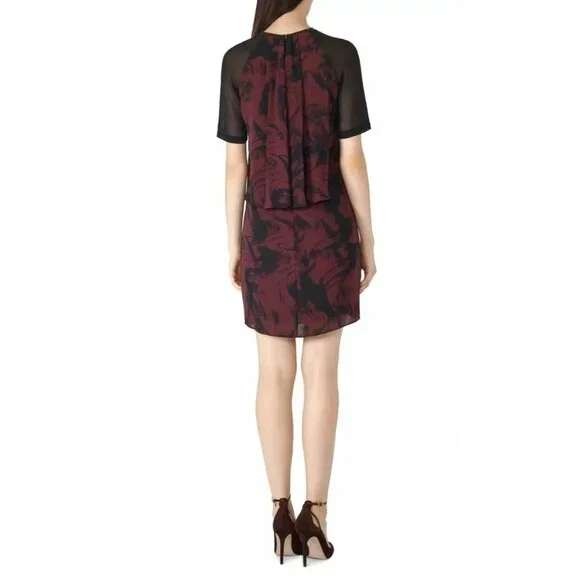 Reiss Purple Black Sheer Beaded Dress 0 NWOT